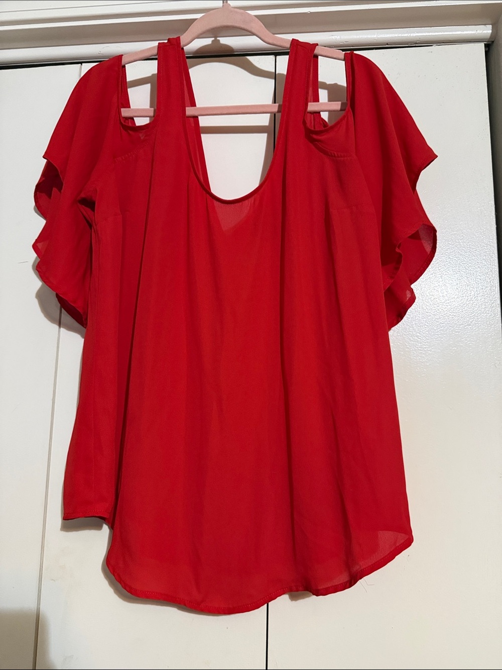 torrid Red Cold-Shoulder Flutter Sleeve Blouse